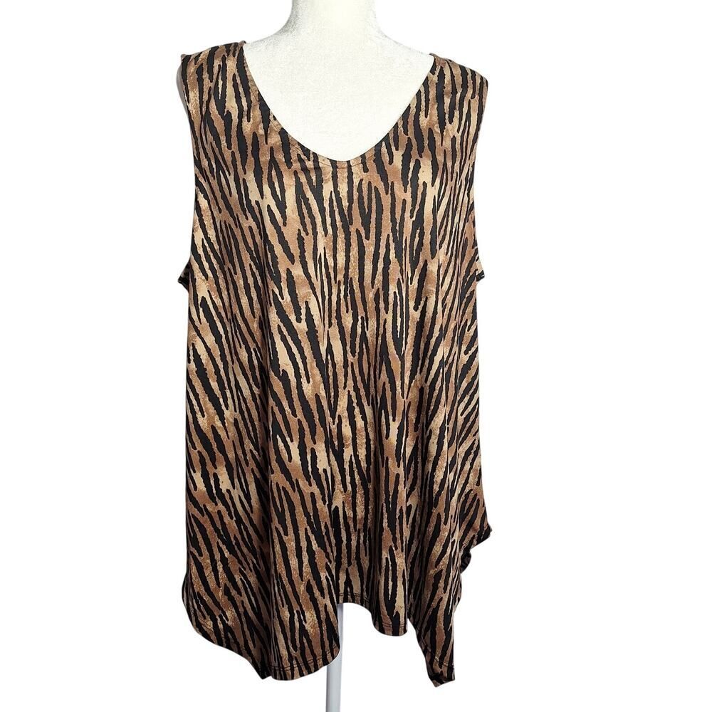 Jules & Leopold Tiger Print Tunic Top Sleeveless Lagenlook 2X Womens